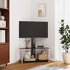 Mueble Tv Esquina 2 Niveles Para 32-70 Pulgadas Negro Plateado