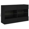 Mueble De Tv De Pared Con Luces Led Negro 98,5x30x60,5 Cm