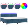 Cama Box Spring Colchón Y Led Terciopelo Azul Oscuro 200x200 Cm