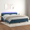 Cama Box Spring Colchón Y Led Terciopelo Azul Oscuro 200x200 Cm