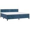 Cama Box Spring Colchón Y Led Terciopelo Azul Oscuro 200x200 Cm