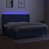 Cama Box Spring Colchón Y Luces Led Tela Azul 200x200 Cm