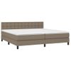 Cama Box Spring Colchón Y Luces Led Tela Gris Taupe 200x200 Cm