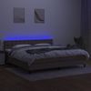 Cama Box Spring Colchón Y Luces Led Tela Gris Taupe 200x200 Cm