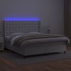 Cama Box Spring Colchón Y Led Cuero Sintético Blanco 180x200 Cm