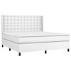 Cama Box Spring Colchón Y Led Cuero Sintético Blanco 180x200 Cm