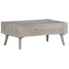 Mesa De Centro Madera Maciza De Mango Rugosa Gris 100x60x40 Cm