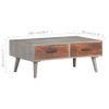 Mesa De Centro Madera Maciza De Mango Rugosa Gris 100x60x40 Cm