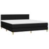 Cama Box Spring Con Colchón Led Tela Negro 180x200 Cm