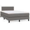 Cama Box Spring Con Colchón Led Cuero Sintético Gris 120x190 Cm