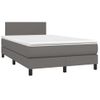 Cama Box Spring Con Colchón Led Cuero Sintético Gris 120x190 Cm