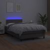 Cama Box Spring Con Colchón Led Cuero Sintético Gris 120x190 Cm