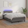 Cama Box Spring Con Colchón Led Cuero Sintético Gris 120x190 Cm