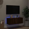 Mueble De Tv De Pared Con Luces Led Marrón Roble 80x35x31 Cm