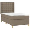 Cama Box Spring Colchón Y Luces Led Tela Gris Taupe 90x190 Cm