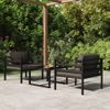 Set Muebles De Jardín 3 Piezas Y Cojines Aluminio Gris Antracita