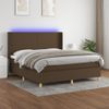 Cama Box Spring Colchón Luces Led Tela Marrón Oscuro 180x200cm