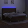 Cama Box Spring Colchón Luces Led Tela Marrón Oscuro 180x200cm