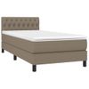 Cama Box Spring Colchón Y Luces Led Tela Gris Taupe 90x200 Cm