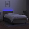 Cama Box Spring Colchón Y Luces Led Tela Gris Taupe 90x200 Cm