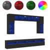 Mueble De Pared De Tv Con Luces Led 8 Piezas Negro