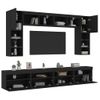 Mueble De Pared De Tv Con Luces Led 8 Piezas Negro