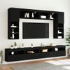 Mueble De Pared De Tv Con Luces Led 8 Piezas Negro