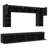 Mueble De Pared De Tv Con Luces Led 8 Piezas Negro