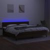 Cama Box Spring Colchón Luces Led Tela Marrón Oscuro 200x200 Cm