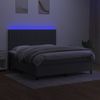 Cama Box Spring Colchón Y Luces Led Tela Gris Oscuro 180x200 Cm