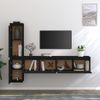 Muebles Para Tv 4 Piezas Madera Maciza De Pino Negro