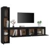 Muebles Para Tv 4 Piezas Madera Maciza De Pino Negro