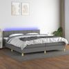 Cama Box Spring Con Colchón Y Led Tela Gris Oscuro 200x200 Cm