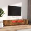 Set De Muebles Tv Con Leds 2 Piezas Contrachapada Roble Ahumado