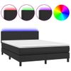 Cama Box Spring Colchón Y Led Cuero Sintético Negro 140x190 Cm