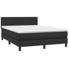 Cama Box Spring Colchón Y Led Cuero Sintético Negro 140x190 Cm