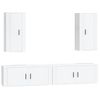 Set De Muebles De Tv 4 Piezas Madera Contrachapada Blanco Brillo