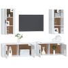 Set De Muebles De Tv 4 Piezas Madera Contrachapada Blanco Brillo