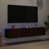 Muebles Tv De Pared Luces Led 2 Unidades Marrón Roble 80x35x31 Cm