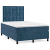 Cama Box Spring Colchón Y Led Terciopelo Azul Oscuro 120x190 Cm