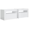 Mesitas De Noche Con Luces Led 2 Unidades Blanco Brillo 60x35x40 Cm