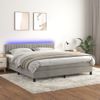 Cama Box Spring Colchón Y Led Terciopelo Gris Claro 160x200 Cm