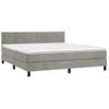 Cama Box Spring Colchón Y Led Terciopelo Gris Claro 160x200 Cm