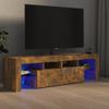 Mueble De Tv Con Luces Led Color Roble Ahumado 140x36,5x40 Cm