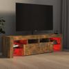Mueble De Tv Con Luces Led Color Roble Ahumado 140x36,5x40 Cm