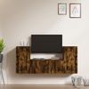 Set De Muebles De Tv 3 Piezas Madera Contrachapada Roble Ahumado