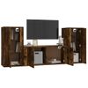 Set De Muebles De Tv 3 Piezas Madera Contrachapada Roble Ahumado