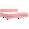 Cama Box Spring Colchón Y Led Terciopelo Rosa 200x200 Cm