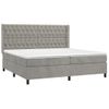 Cama Box Spring Colchón Y Led Terciopelo Gris Claro 200x200 Cm