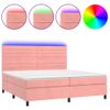 Cama Box Spring Colchón Y Led Terciopelo Rosa 200x200 Cm